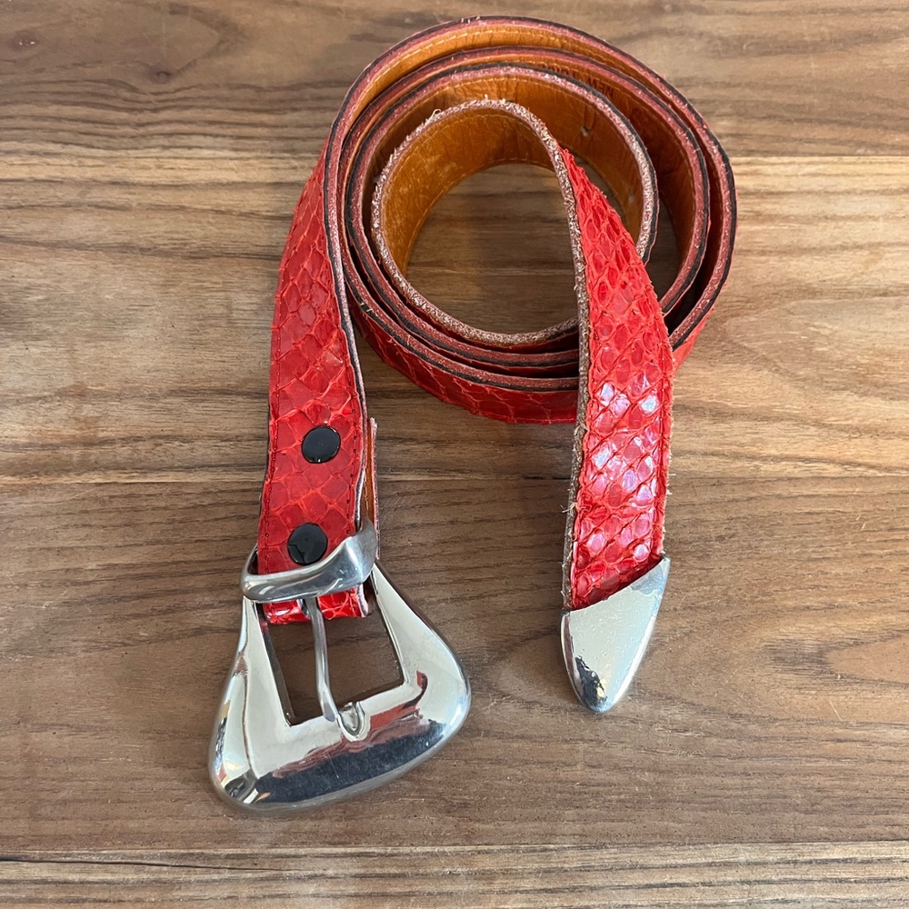 Vintage MZ Accessories of NY Genuine Leather and Snakeskin Belt - size 203 M